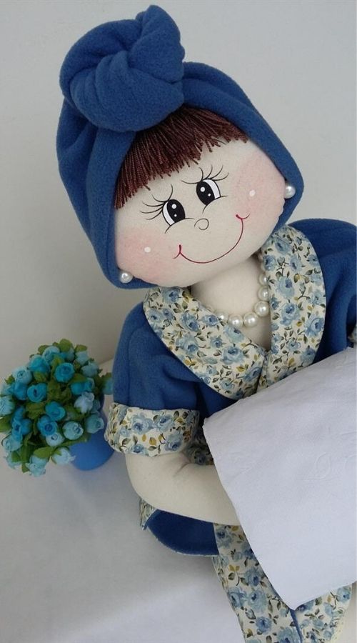 modelo boneca porta-papel higiênico tecido roupao