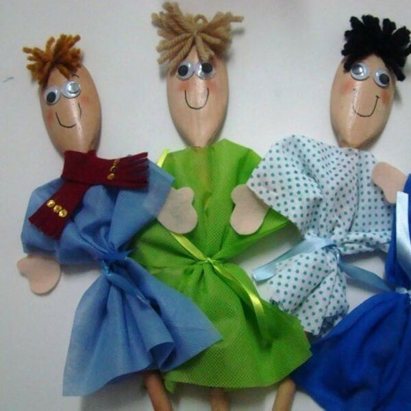 colher de pau decorada bonecos de pendurar