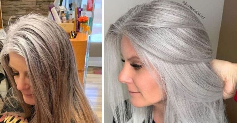 cabeleireiro estimula clientes a ter cabelo branco