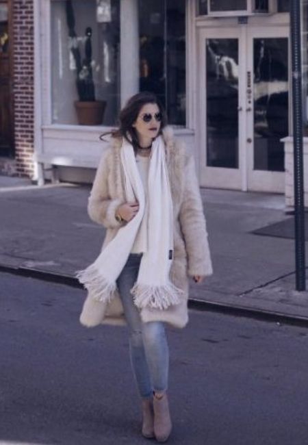 usar cachecol com casaco de pele