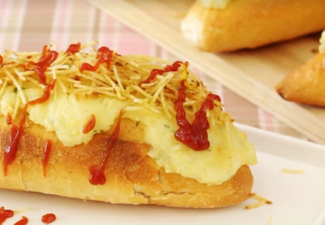 cachorro-quente de forno com purê