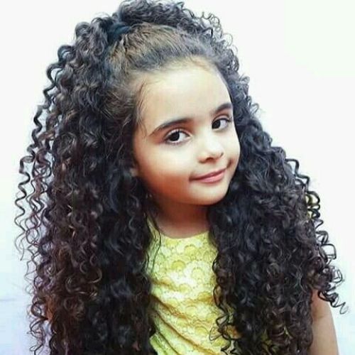 penteado infantil cachos meio rabo de cavalo