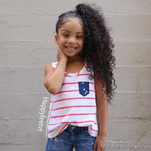 penteado infantil cachos rabo de cavalo lateral