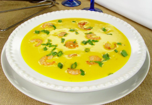 caldo de abóbora com camarão