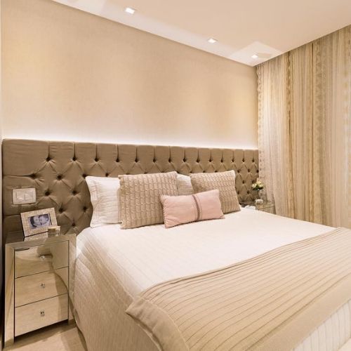 decoração de quarto de casal cabeceira capitonê