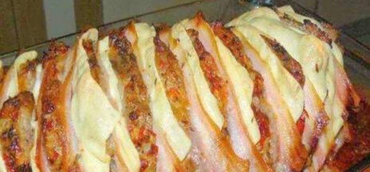 receita de carne assada recheada com queijo e bacon