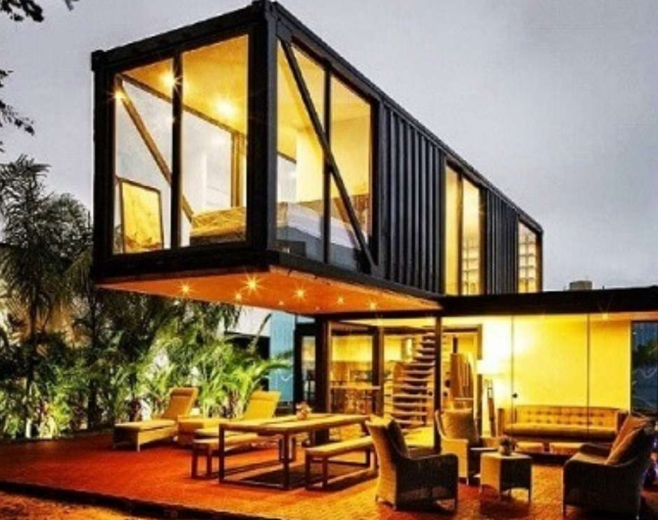 modelo casa container sobrado preto