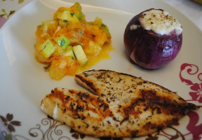 cebola recheada com arroz cremoso especial