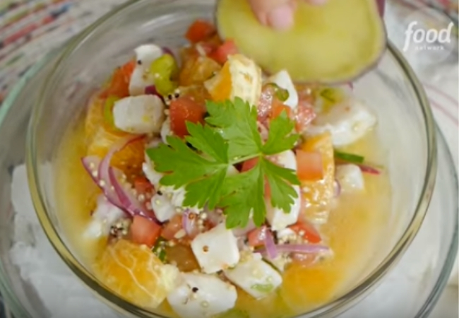 ceviche de peixe e quinoa