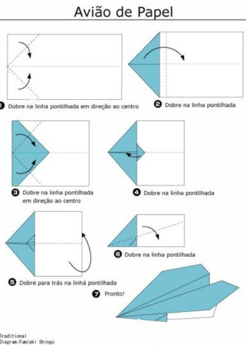 como fazer origami de avião