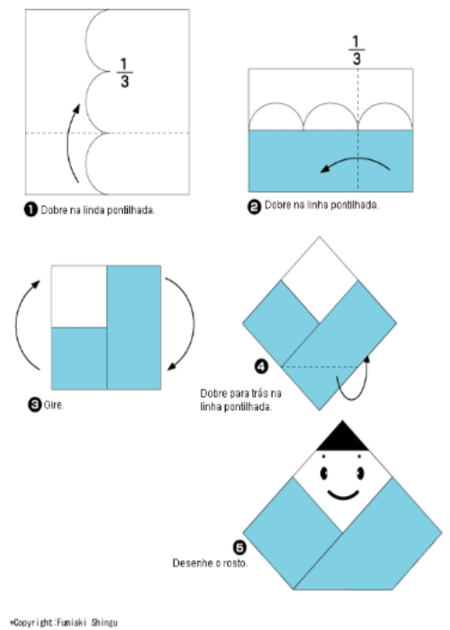 como fazer origami de bonecos