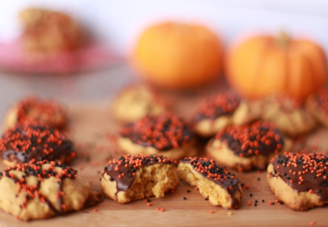 como fazer cookies de abóbora cobertos com chocolate