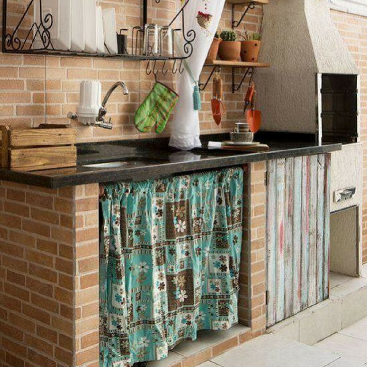 cortina com artesanato em tecido