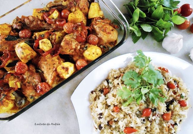 coxa de frango ao forno com batata-doce