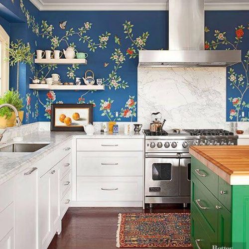 cozinha floral azul