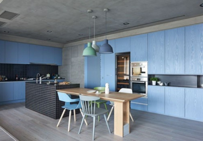 modelo cozinha planejada azul