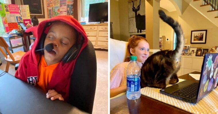 crianças na aula online durante pandemia