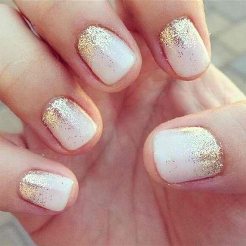 noiva modelo curtas com degradê glitter dourado