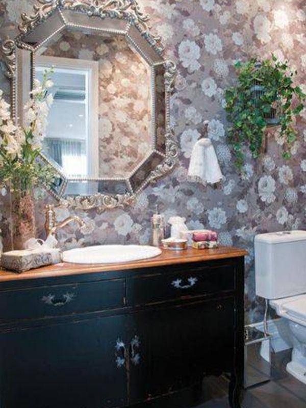decoração de banheiro papel de parede