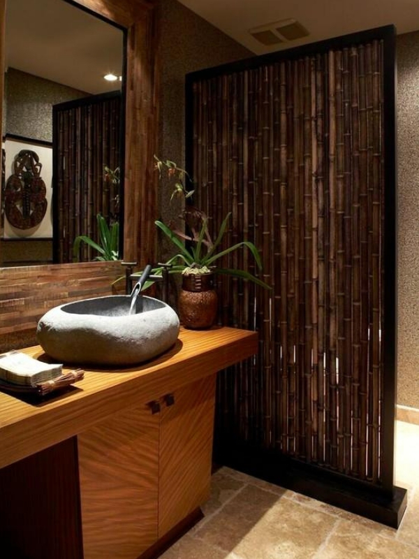 fazer decoração com bambu banheiro