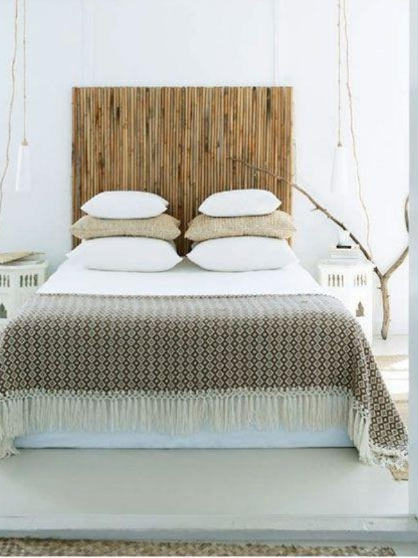 fazer decoração com bambu cabeceira