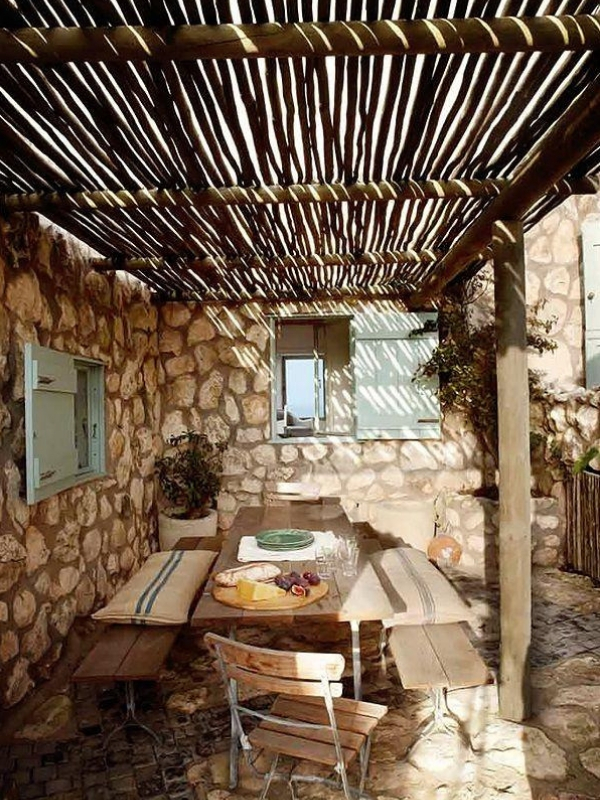 fazer decoração com bambu cobertura rustica