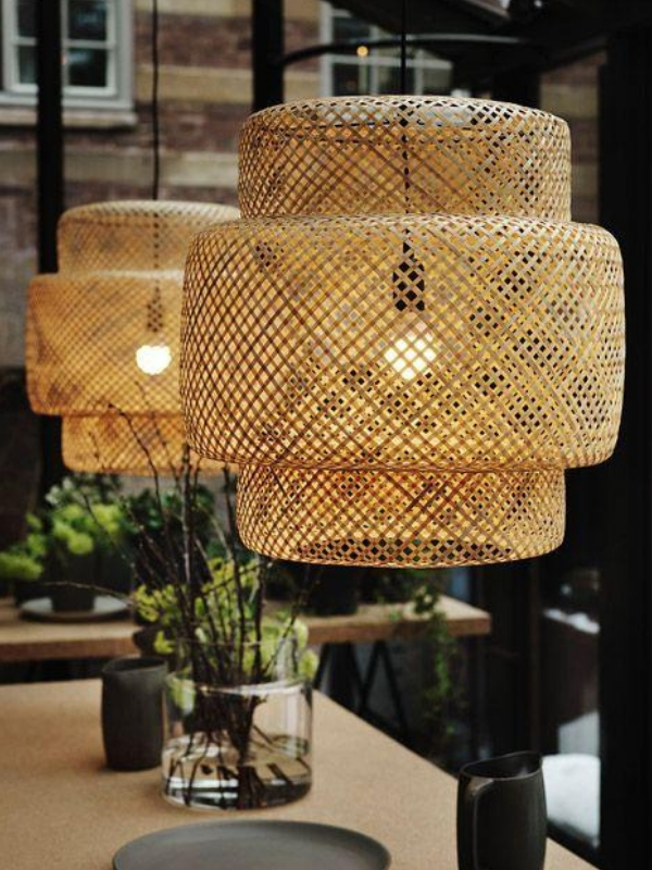 fazer decoração com bambu luminária
