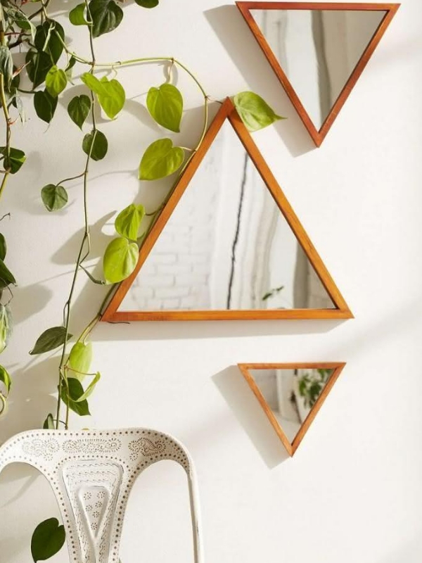 fazer decoração com espelhos triangulo