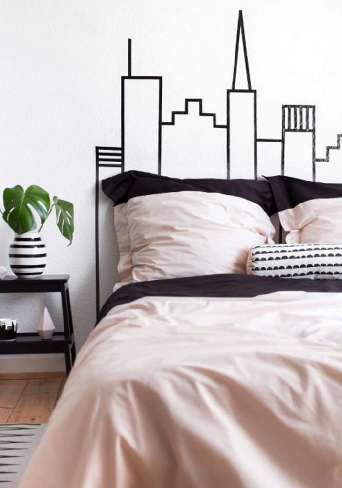 modelo decoração com fita isolante cabeceira cidade