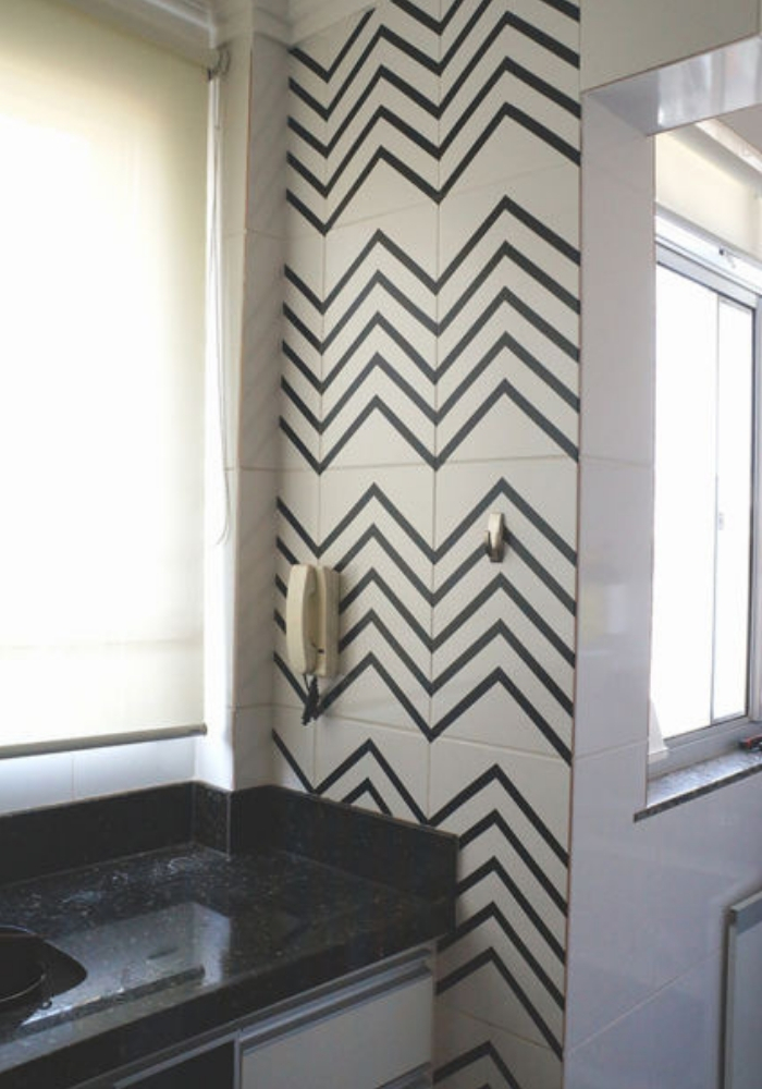 modelo decoração com fita isolante cozinha