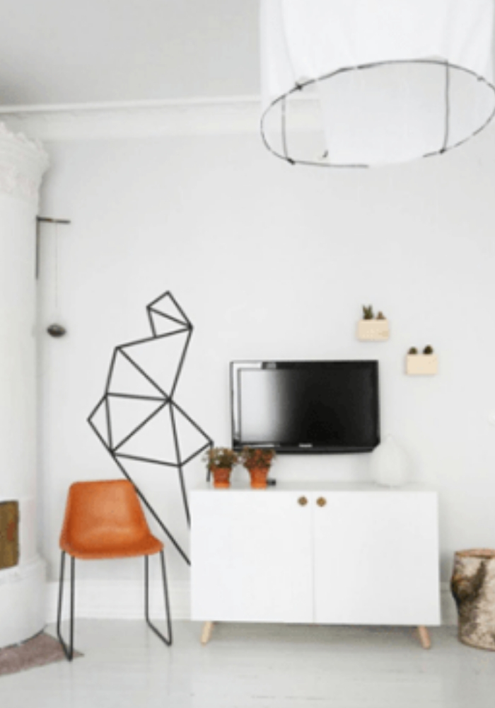 modelo decoração com fita isolante escandinava