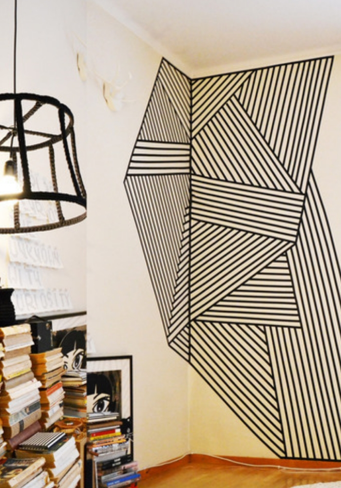 modelo decoração com fita isolante linhas