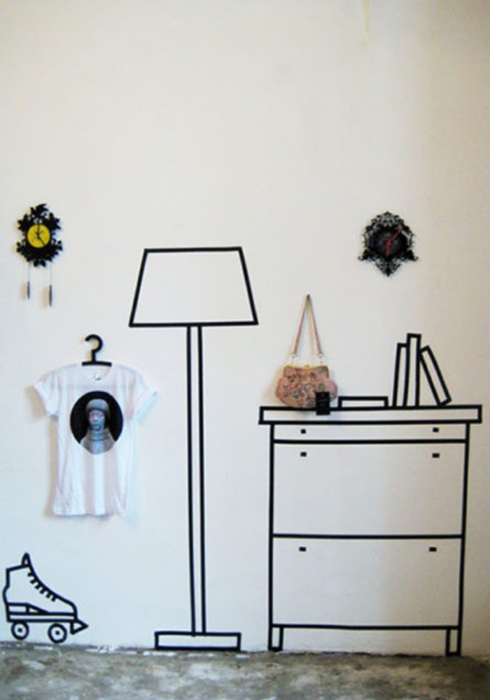 modelo decoração com fita isolante moveis