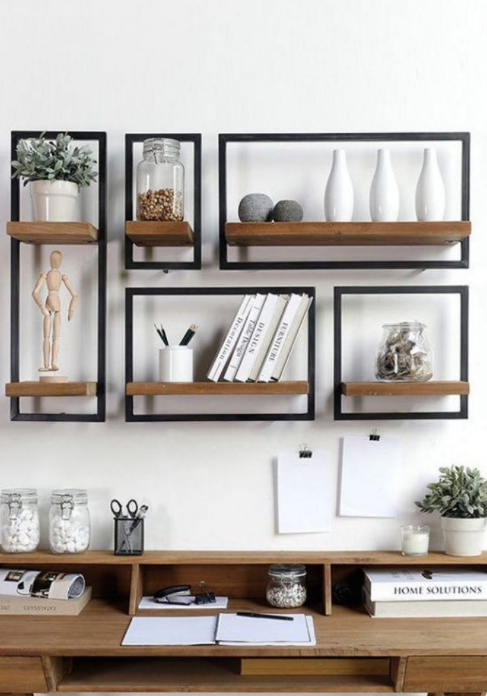 modelo decoração com fita isolante prateleira