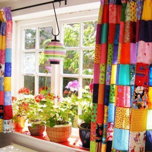 fazer decoração com patchwork cortina