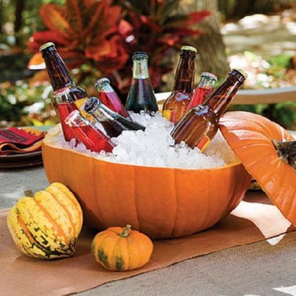 ideia de decoração de halloween abobora bebidas