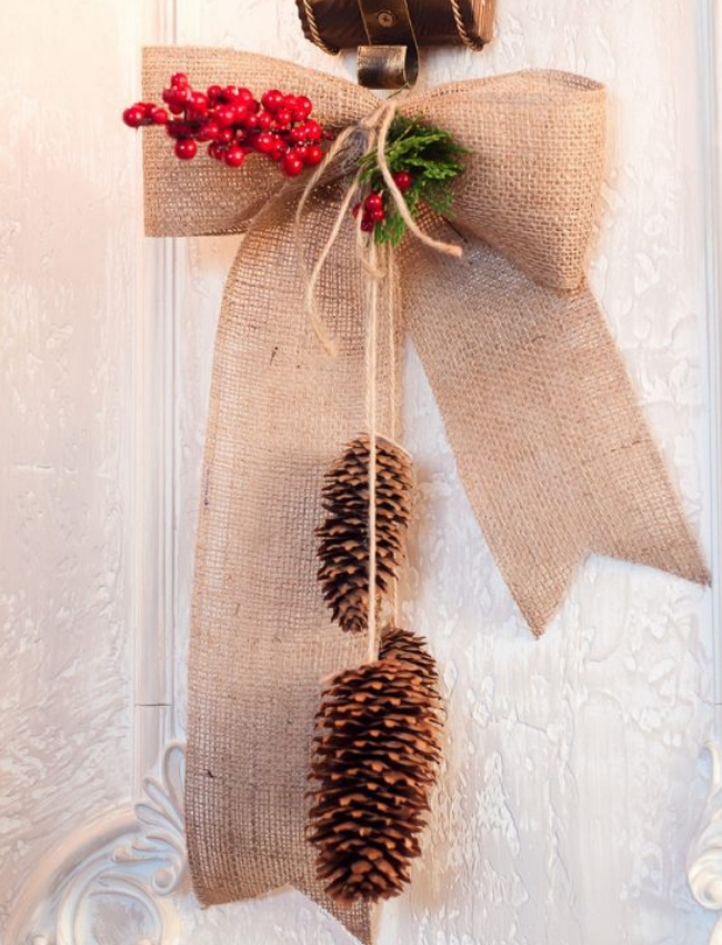 fazer decoração de natal laço porta