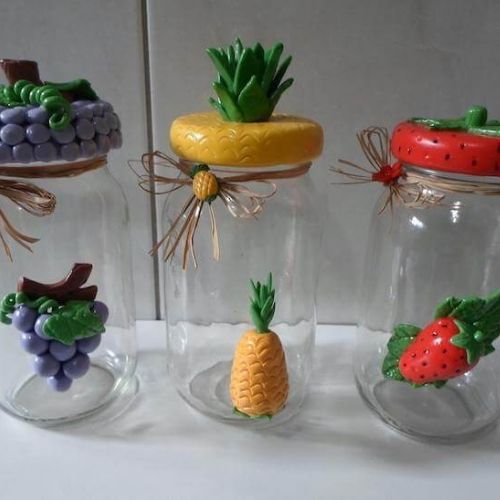 decoração com bisqui em potes