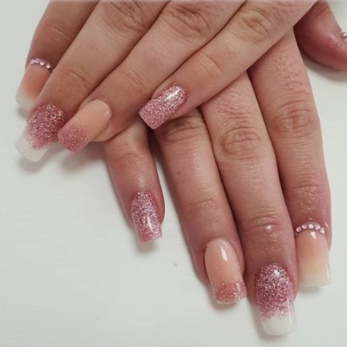 degradê nude com glitter