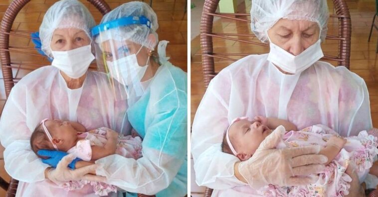 depois de 8 meses isolada em asilo avó conhece netinha