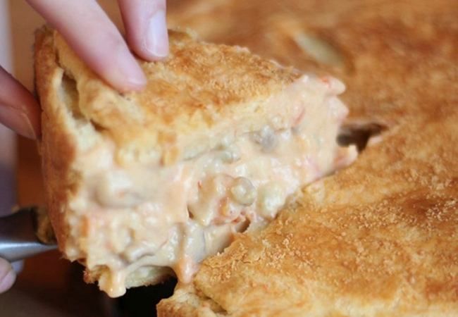 empadão de camarão e champignon