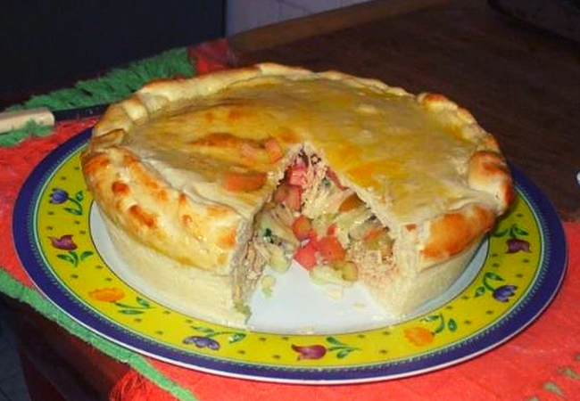 receitas de empadão de frango e alho