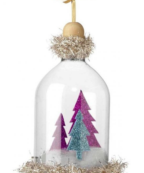 ideia enfeites de natal com garrafa pet decorativo pinheiros