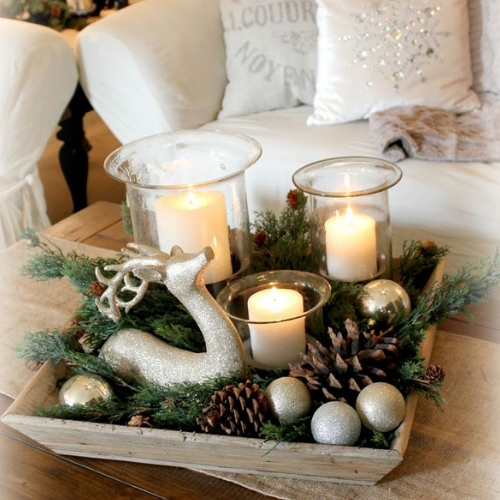 ideia enfeites de natal com pinhas arranjo