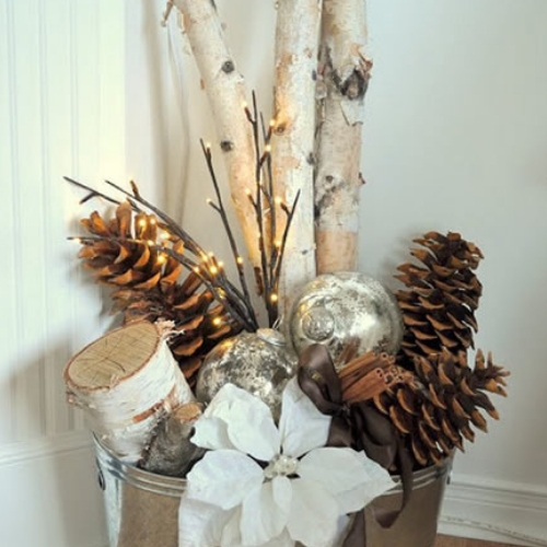 ideia enfeites de natal com pinhas piso