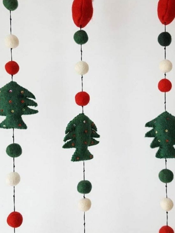 modelo enfeites de natal de feltro cortina