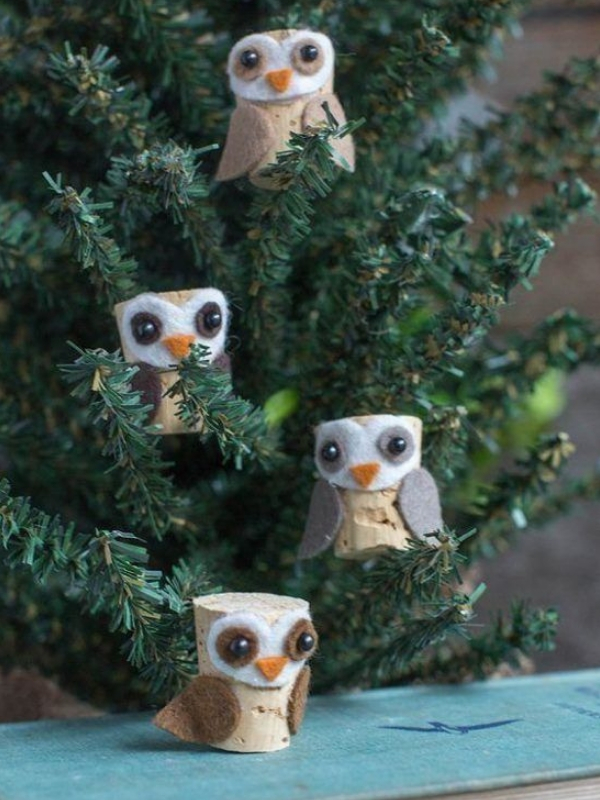 modelo enfeites de natal de feltro corujas