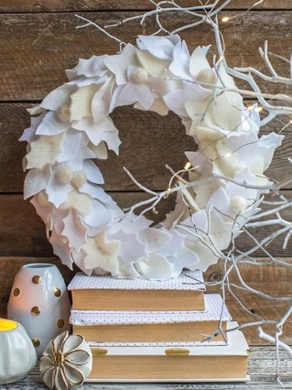 modelo enfeites de natal de feltro guirlanda branca