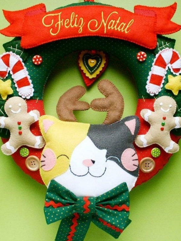 modelo enfeites de natal de feltro guirlanda tradicional