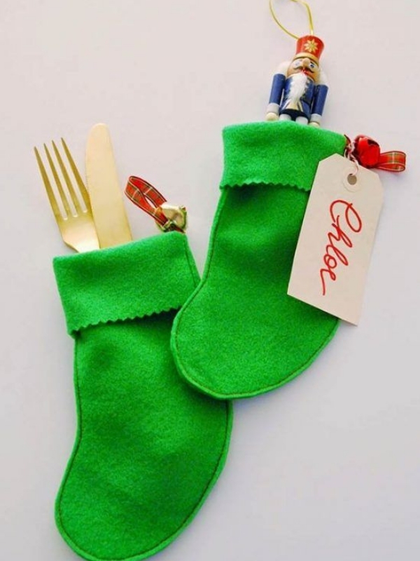 modelo enfeites de natal de feltro meias mesa
